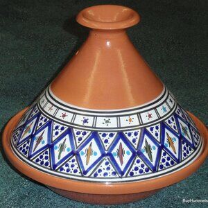 Tagine Pot for Cooking - Medium Clay Pot 10” 3.1 QT Bohemian Blue CHRISTMAS GIFT
